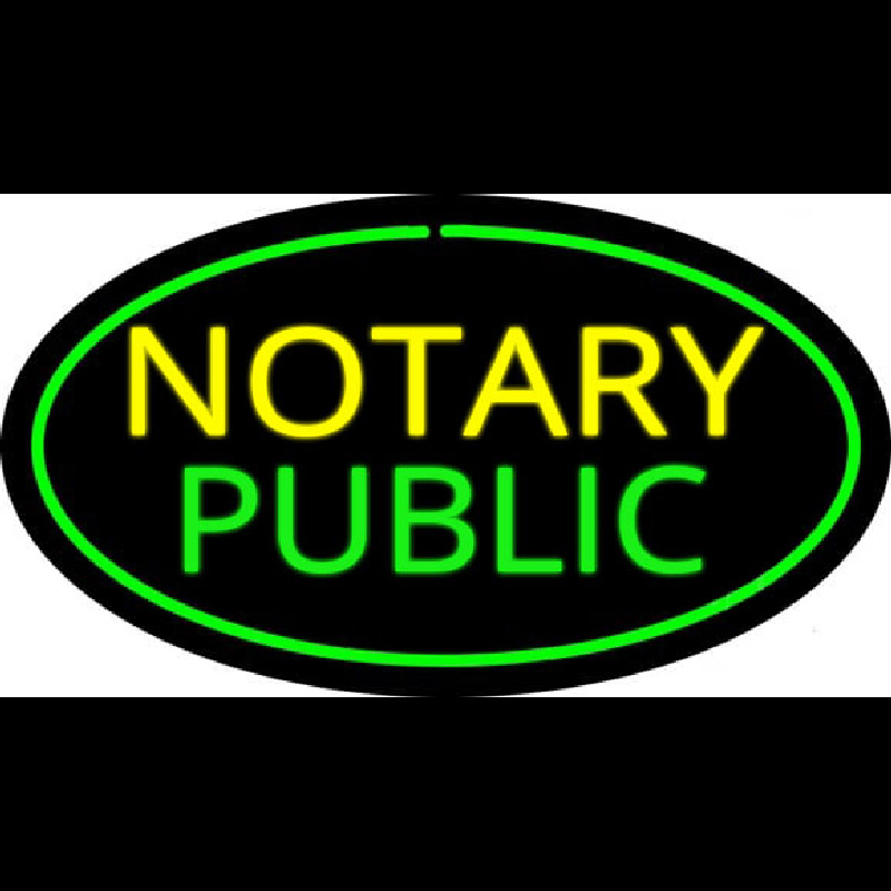 Oval Green Notary Public Neonskylt