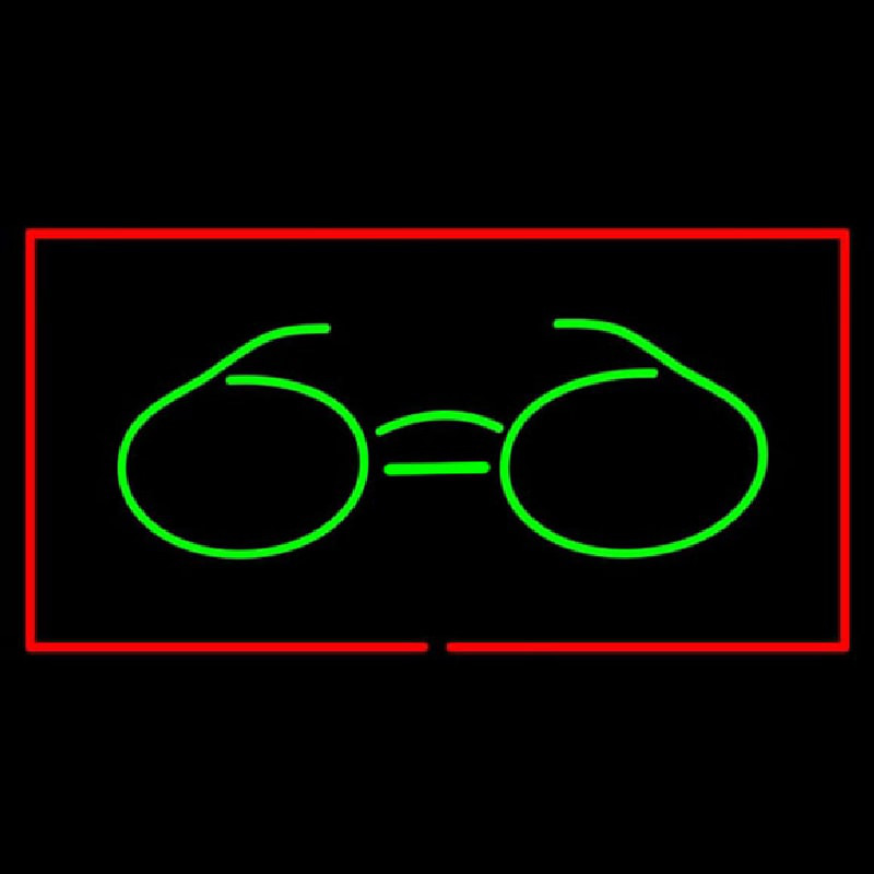 Glasses Logo Rectangle Red Neonskylt