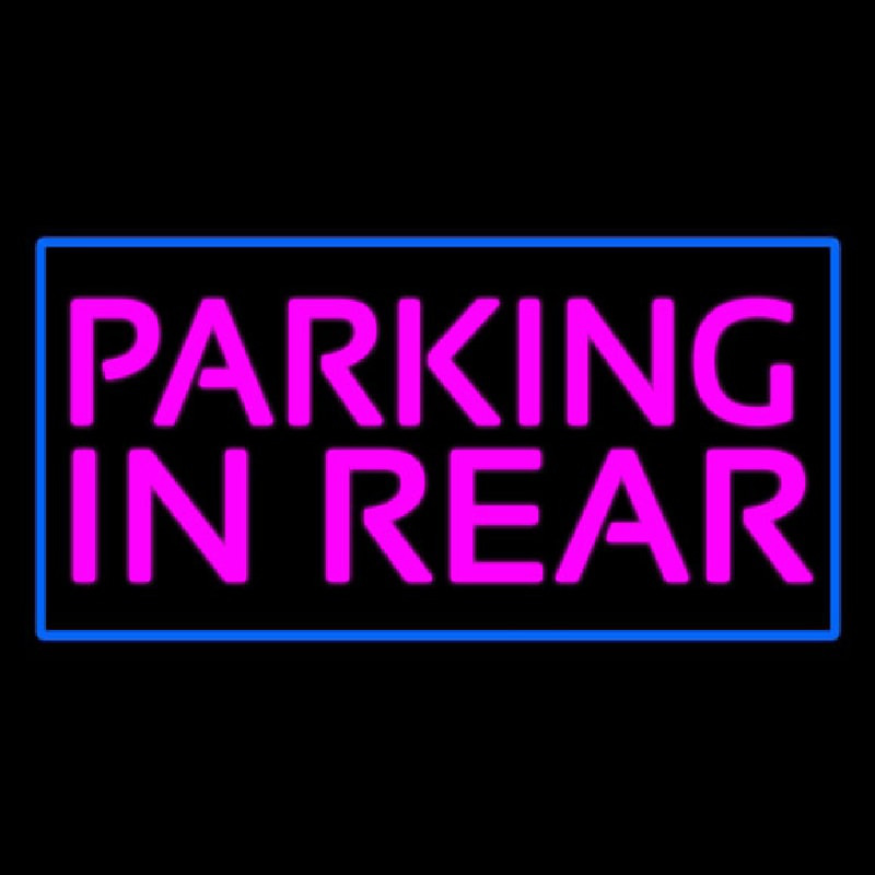 Parking In Rear Blue Rectangle Neonskylt