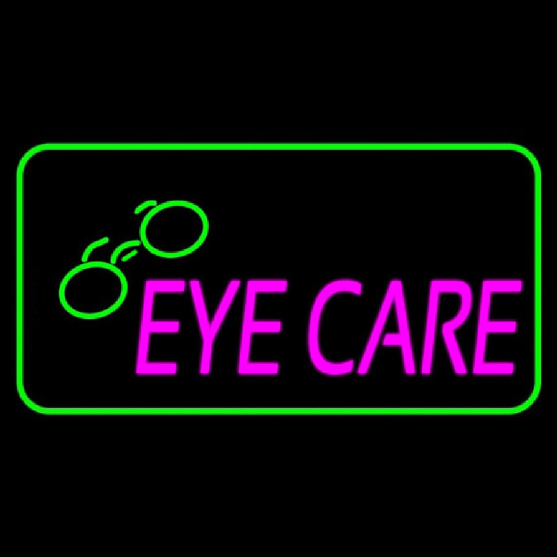 Pink Eye Care Logo Green Border Neonskylt