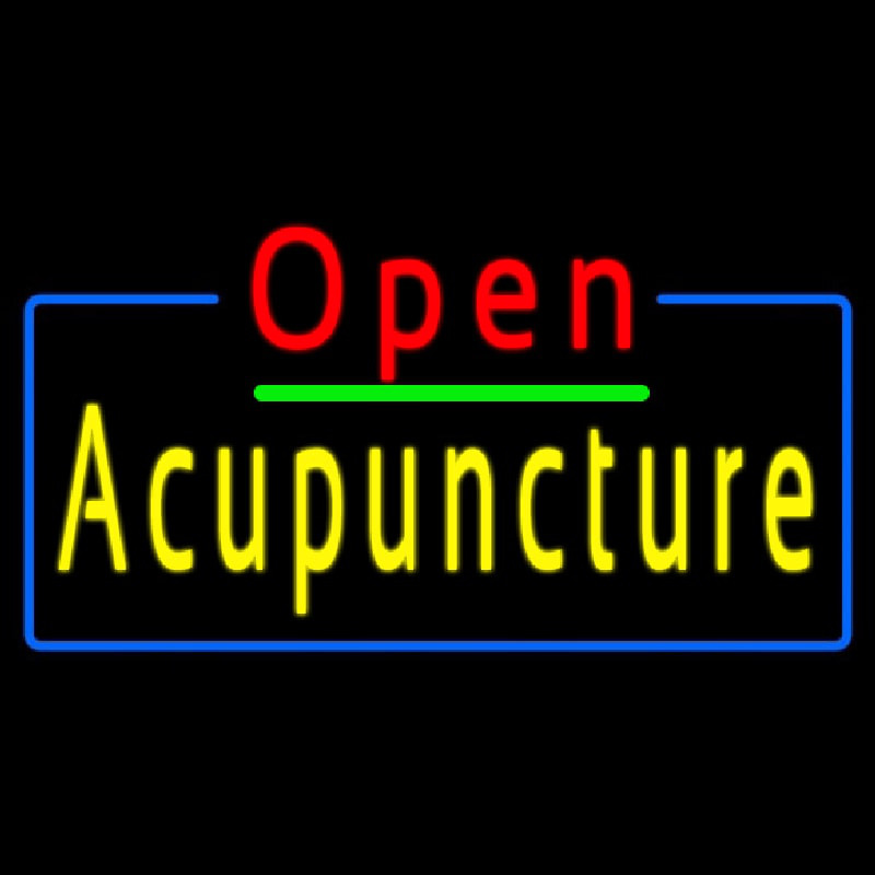 Red Open Acupuncture Blue Border Neonskylt