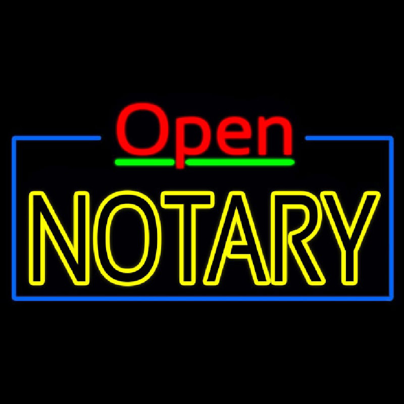 Red Open Double Stroke Yellow Notary Neonskylt