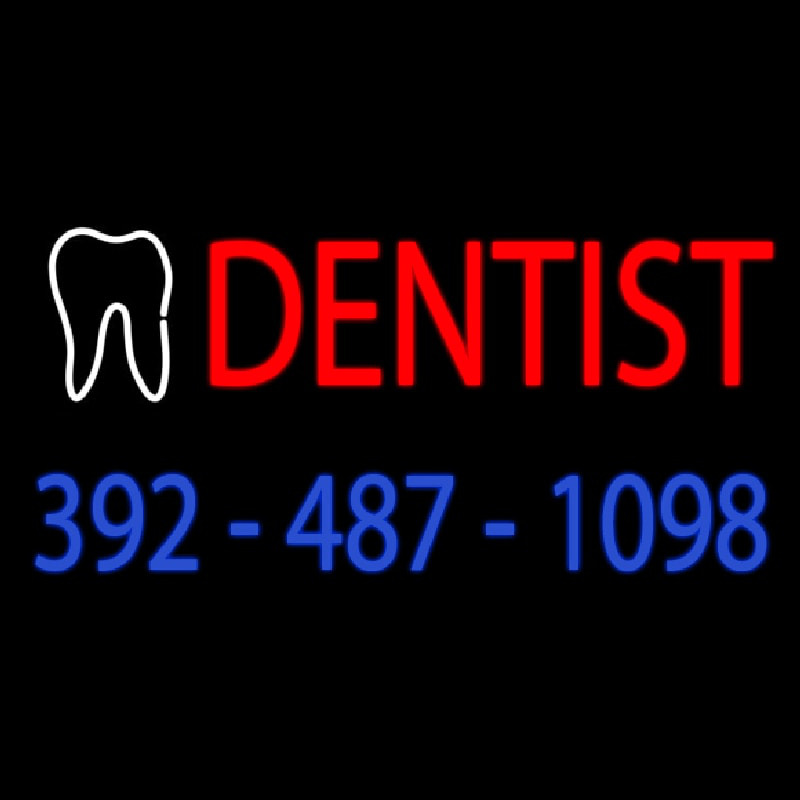 Red Dentist With Phone Number Neonskylt