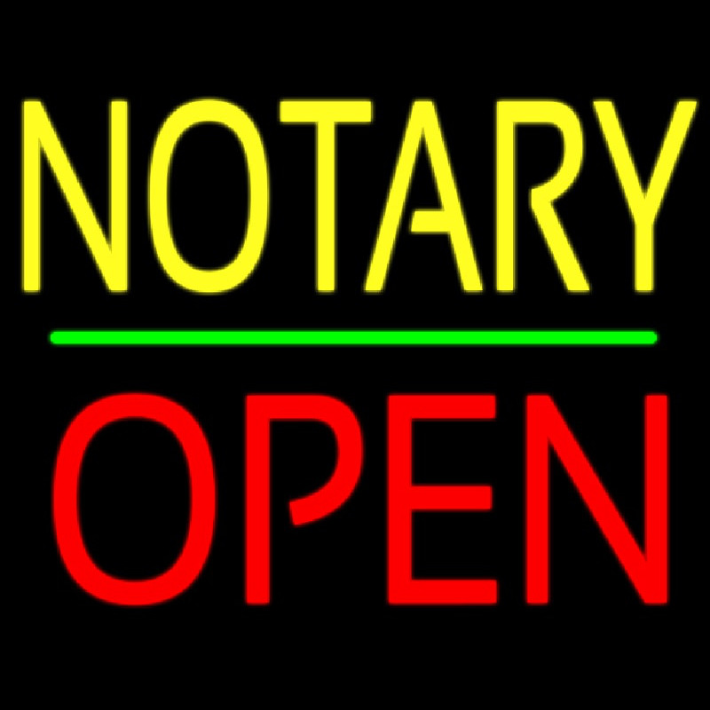 Notary Block Open Green Line Neonskylt