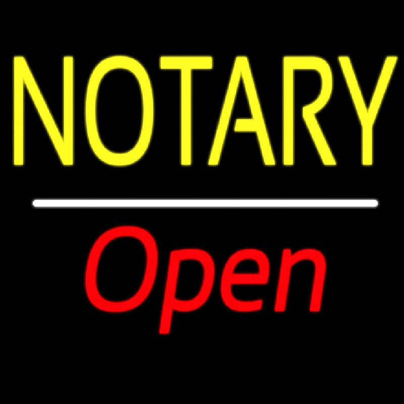 Notary Open White Line Neonskylt