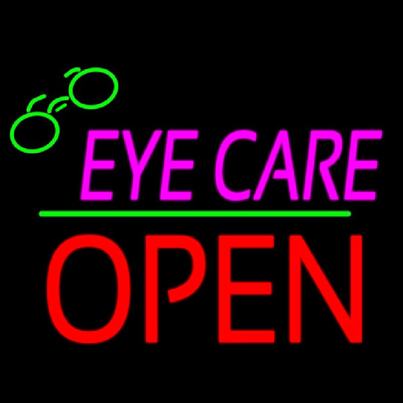 Pink Eye Care Logo Block Open Green Line Neonskylt
