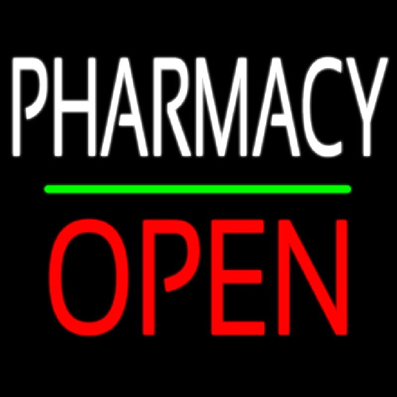 Pharmacy Block Open Green Line Neonskylt