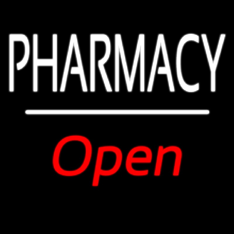 Pharmacy Open White Line Neonskylt