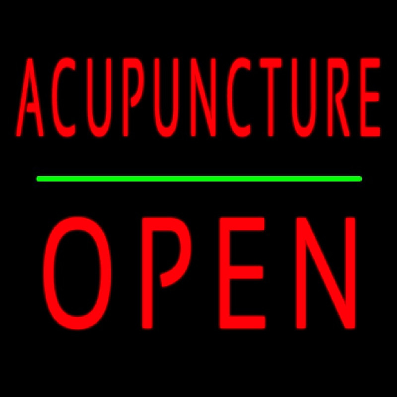Acupuncture Block Open Green Line Neonskylt