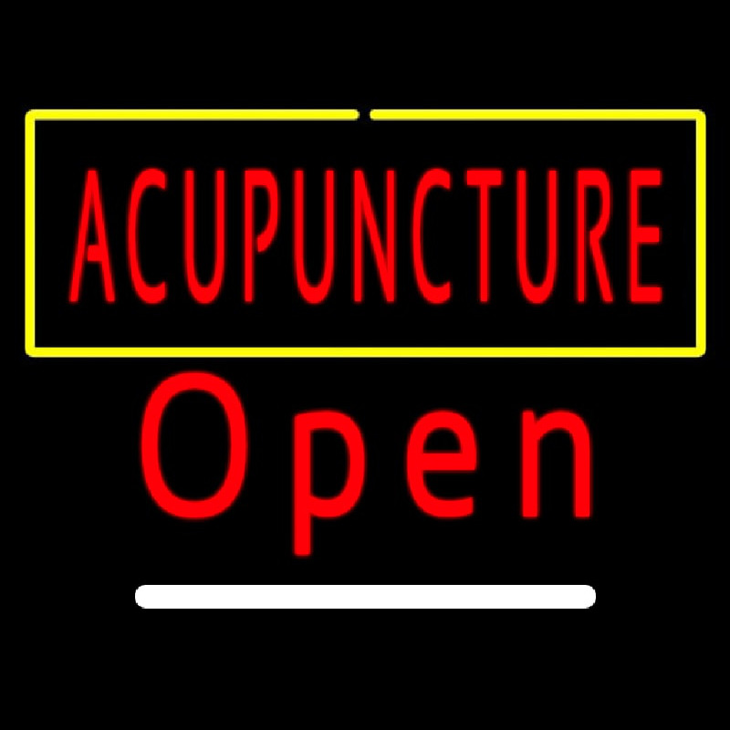 Red Acupuncture With Yellow Border Open Neonskylt