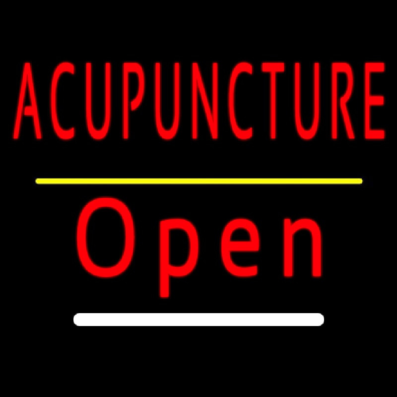 Red Acupuncture Open Yellow Line Neonskylt