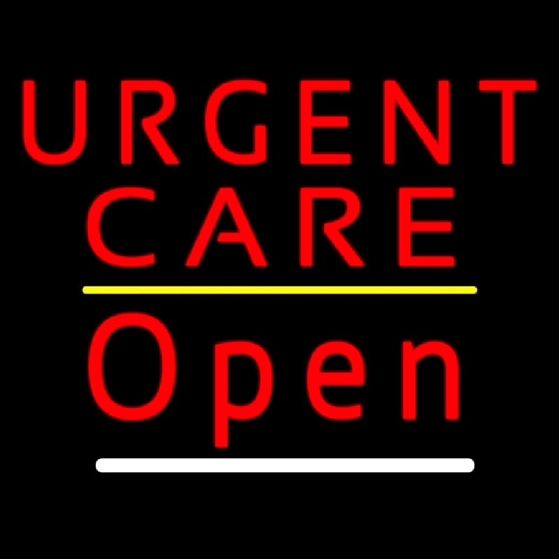 Urgent Care Open Yellow Line Neonskylt