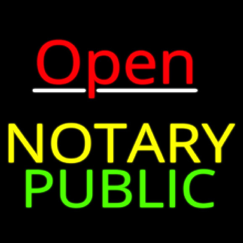 Red Open Notary Public Neonskylt