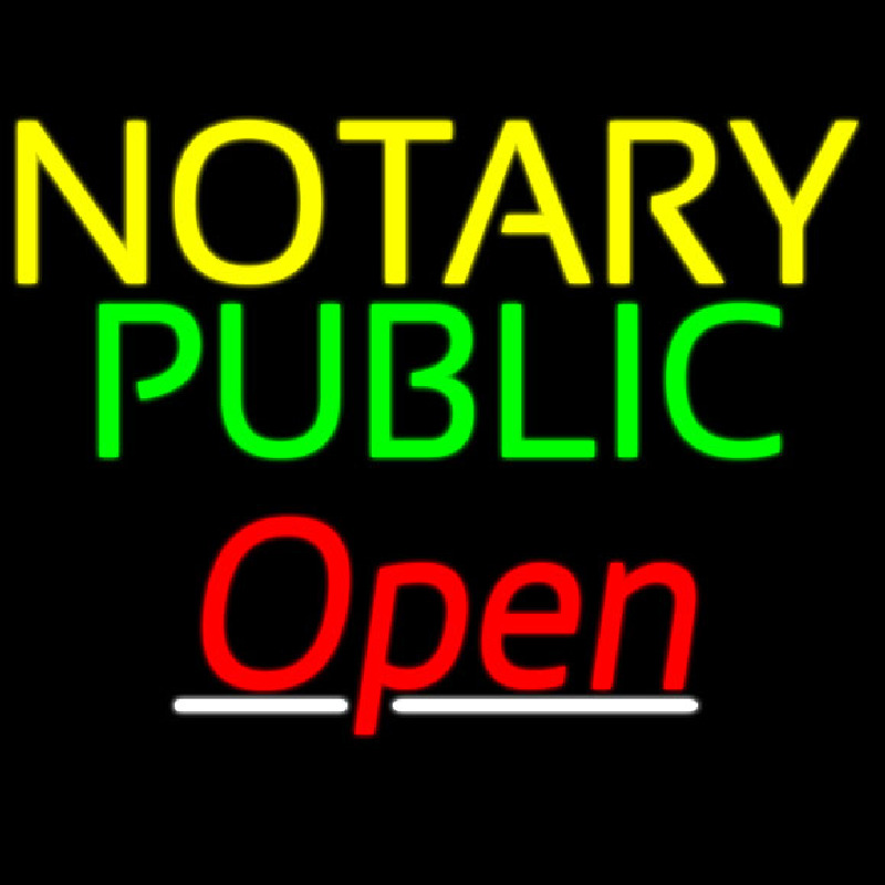 Notary Public Red Open Neonskylt