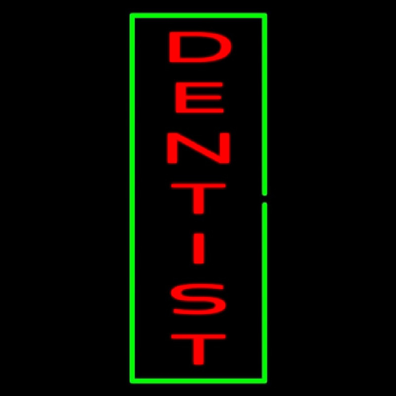 Vertical Red Dentist Green Border Neonskylt