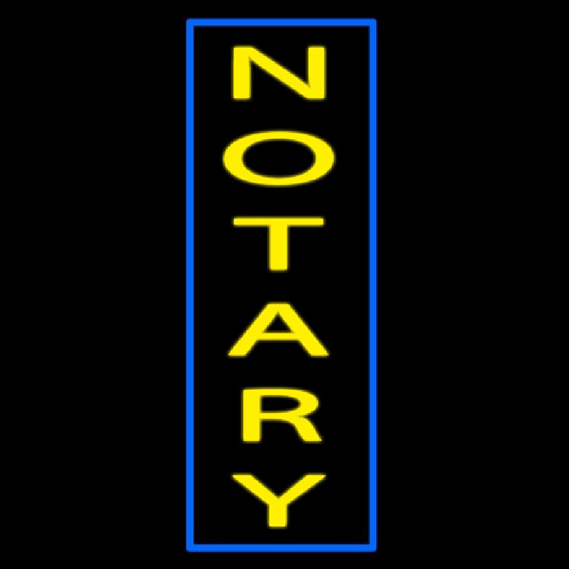 Vertical Yellow Notary Blue Border Neonskylt
