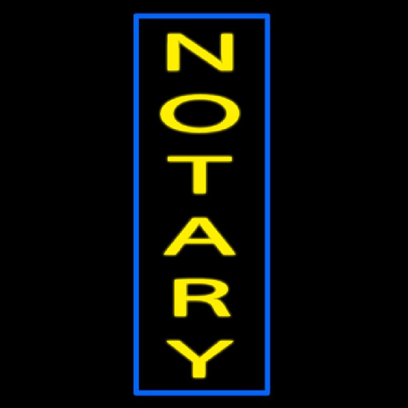 Vertical Yellow Notary Blue Border Neonskylt