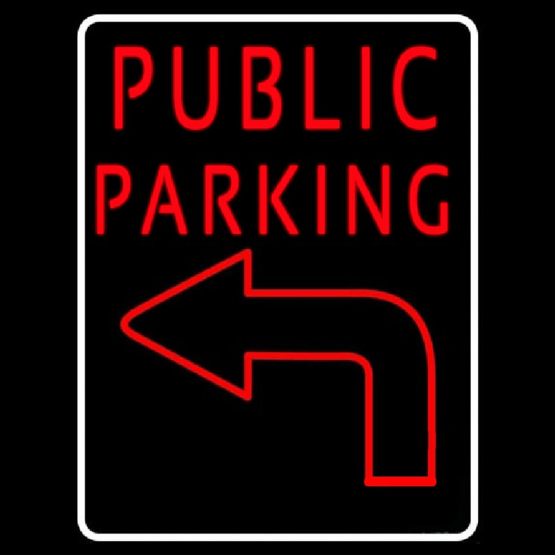 Public Parking With Arrow Neonskylt