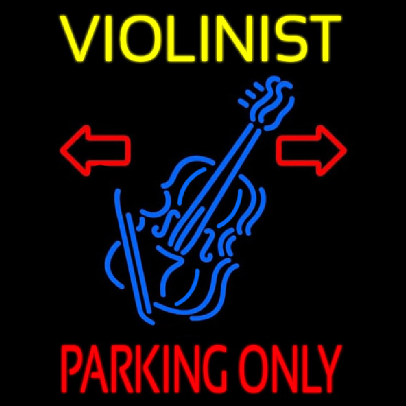 Yellow Violinist Red Parking Only Neonskylt