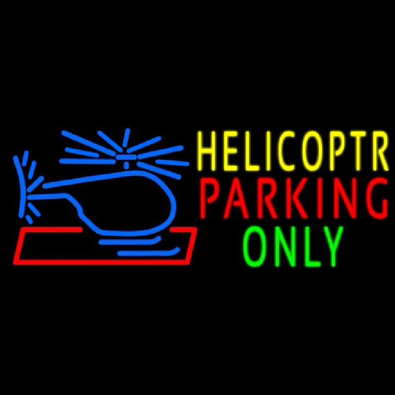 Blue Helicopter Parking Only Neonskylt