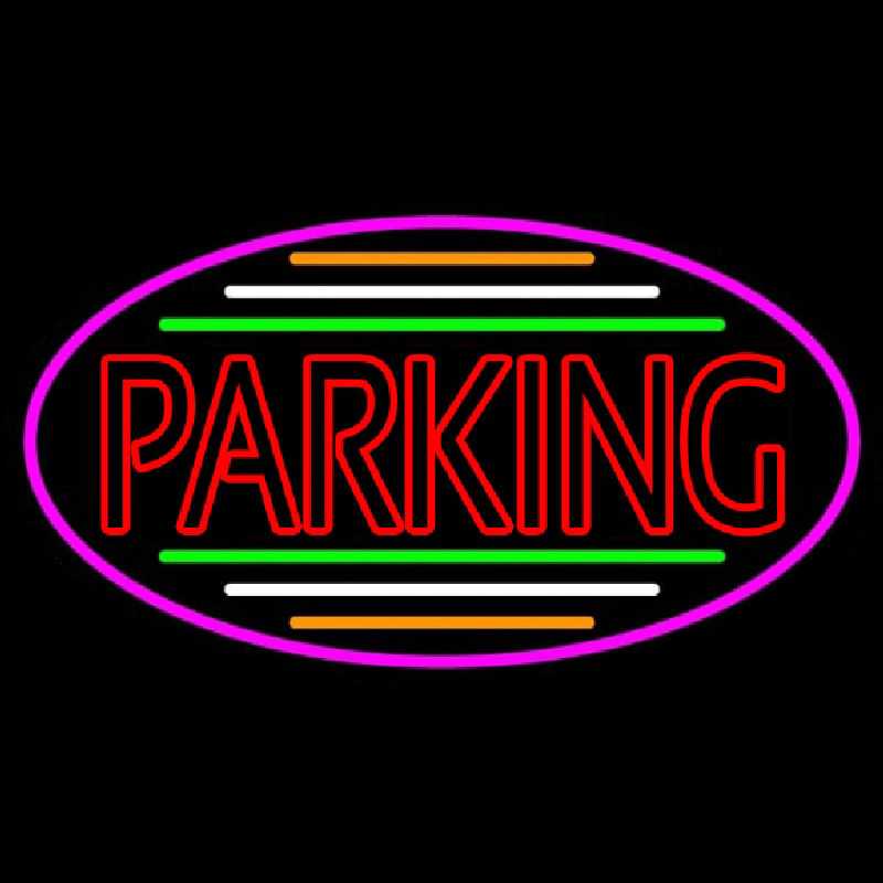 Double Stroke Parking Oval With Pink Border Neonskylt