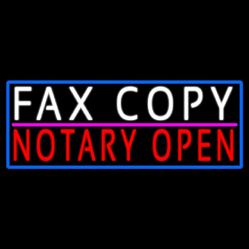 Fa  Copy Notary Open With Blue Border Neonskylt