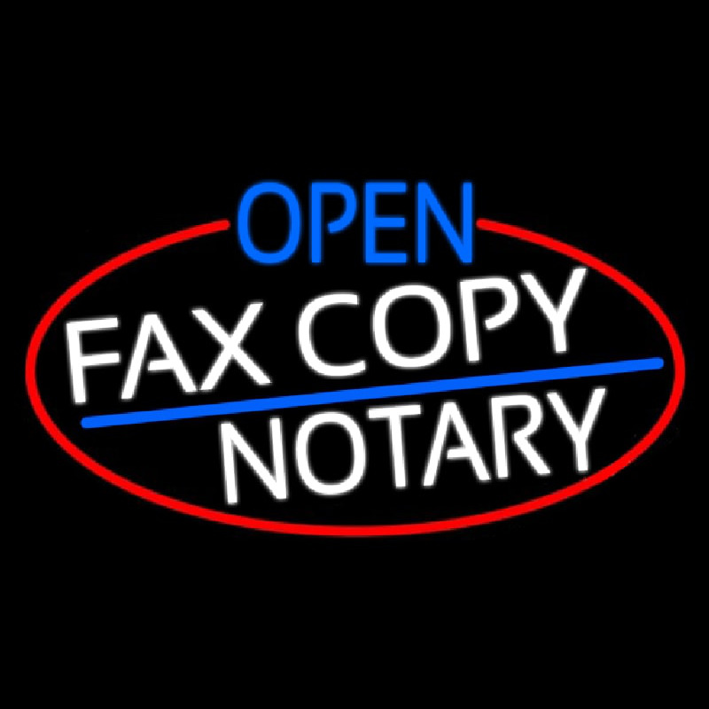 Open Fa  Copy Notary Oval With Red Border Neonskylt