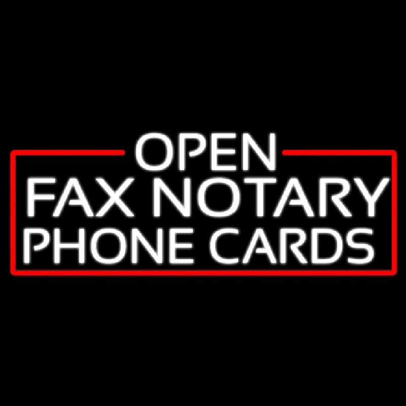 White Open Fa  Notary Phone Cards With Red Border Neonskylt