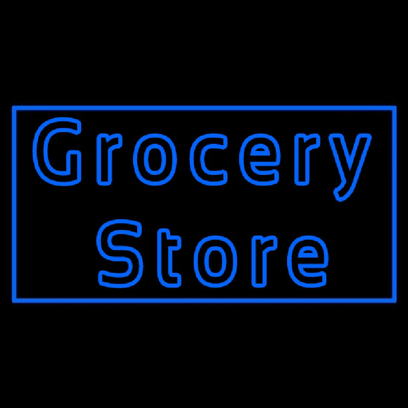 Blue Grocery Store Neonskylt