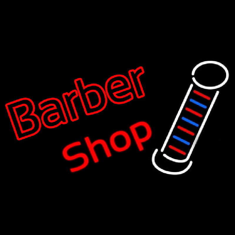 Double Stroke Red Barber Shop Neonskylt