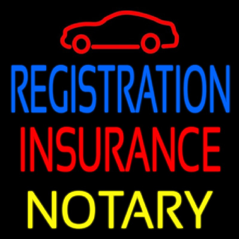 Registration Insurance Notary With Car Logo Neonskylt