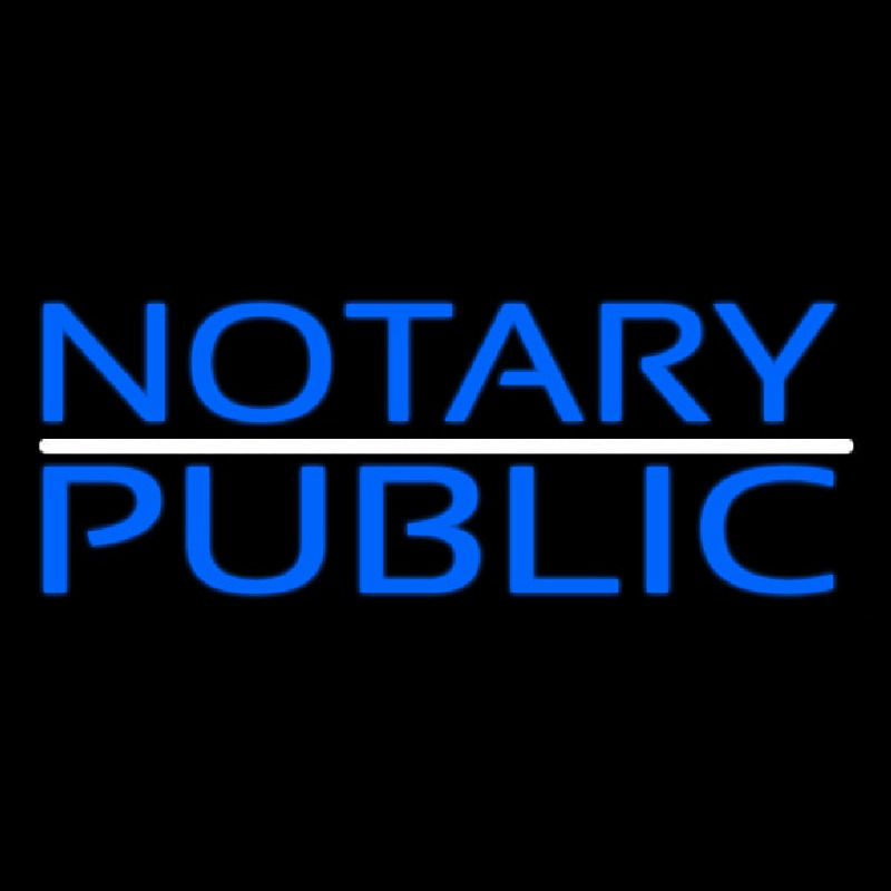 Blue Notary Public With White Line Neonskylt