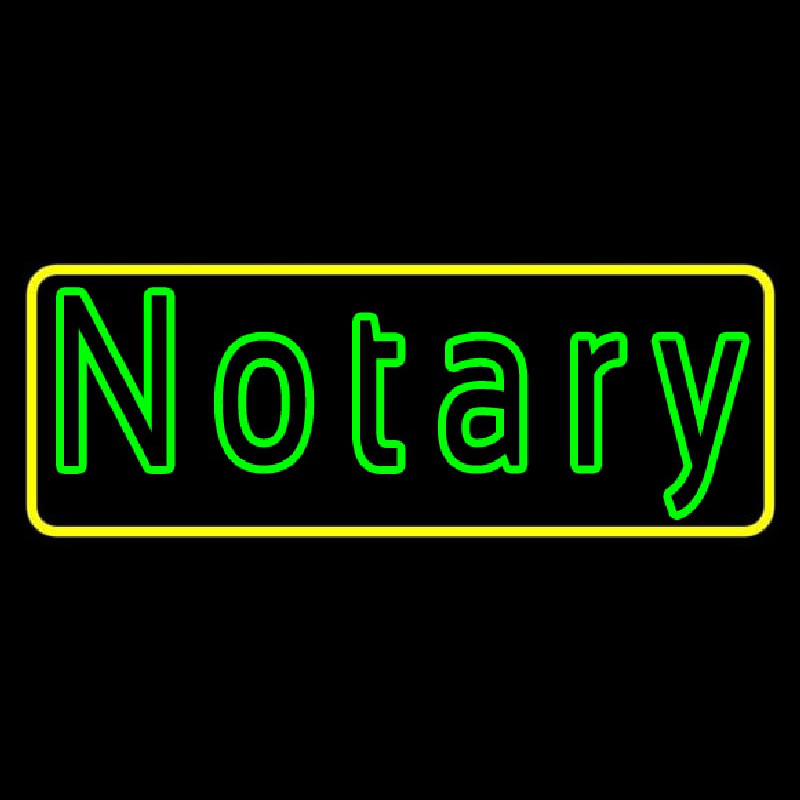 Green Notary Yellow Border Neonskylt