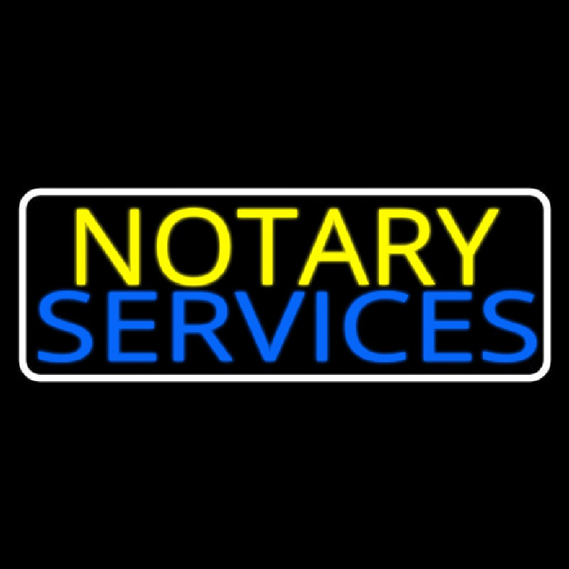Notary Services With White Border Neonskylt