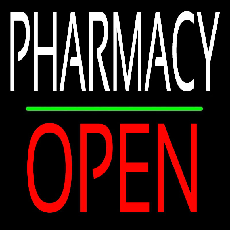 Pharmacy Block Open Green Line Neonskylt