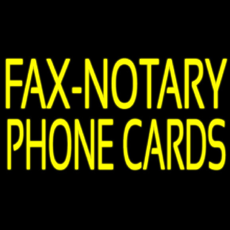 Yellow Fa  Notary Phone Cards Neonskylt