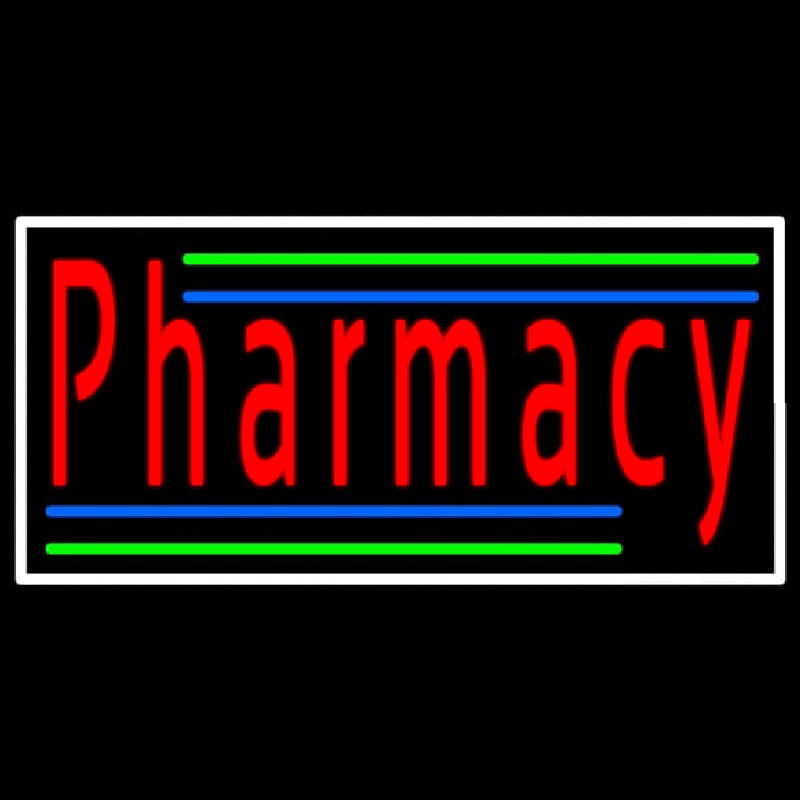 Red Pharmacy White Border Neonskylt