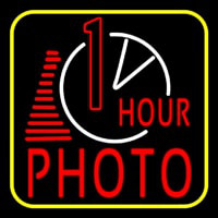 1 Hour Photo With Clock Icon Neonskylt