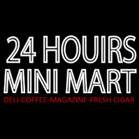 24 Hours Mini Mart Neonskylt