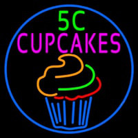 5c Cupcakes In Blue Round Neonskylt