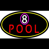 8 Pool Oval With Yellow Border Neonskylt