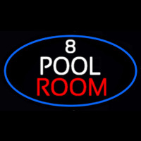 8 Pool Room Oval With Blue Border Neonskylt