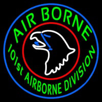 Airborne With Blue Round Neonskylt