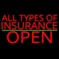 All Types Of Insurance Open Green Line Neonskylt