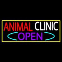 Animal Clinic Open With Yellow Border Neonskylt