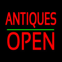 Antiques Block Open Green Line Neonskylt