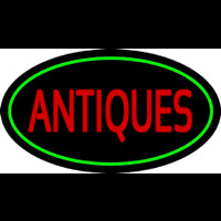 Antiques Green Oval Neonskylt