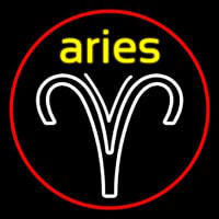 Aries Yellow Zodiac Border Red Neonskylt