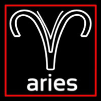 Aries Zodiac Red Border Neonskylt