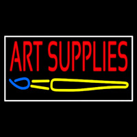 Art Supplies With Brush With White Border Neonskylt
